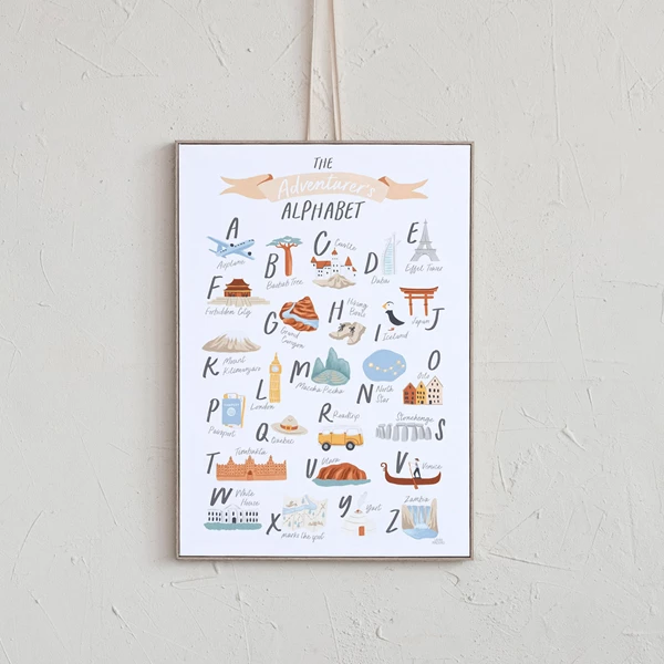 Creative Co Op Canvas Framed Wall Décor W/ Alphabet & Corresponding Images