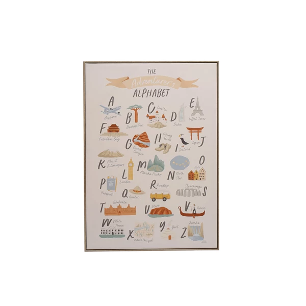 creative co op Canvas Framed Wall Décor w/ Alphabet & Corresponding Images