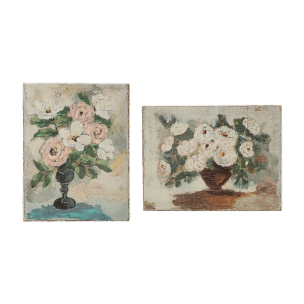 creative co op Canvas Wall Décor w/ Flowers in Vase Multi Color 2 Styles ©