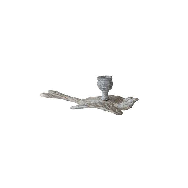 creative co op Cast Aluminum Bird Shaped Taper Holder Distressed Zinc Finish