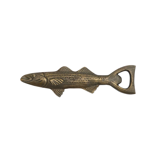 creative co op Cast Aluminum Fish Shaped Bottle Opener Antique Gold Finish