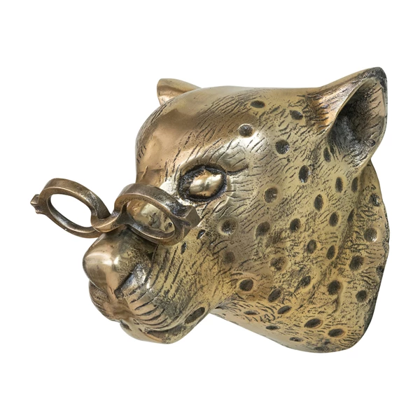 creative co op Cast Aluminum Leopard Head with Eyeglasses Wall Décor
