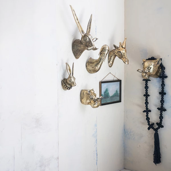 Creative Co Op Cast Aluminum Rabbit Head With Monocle & Mustache Wall Décor