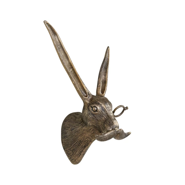 Creative Co Op Cast Aluminum Rabbit Head With Monocle & Mustache Wall Décor