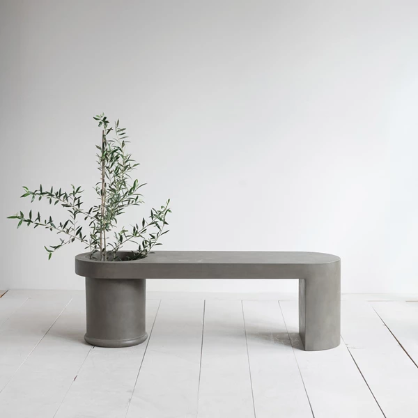 Creative Co Op Cast Stone Indoor/Outdoor Bench With Planter (Holds 12" Pot)