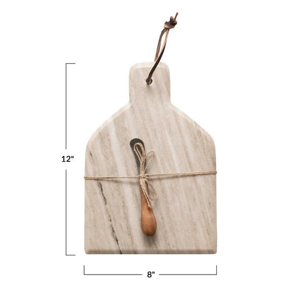 Creative Co Op Cheese/Cutting Board With Canape Knife Set Of 2