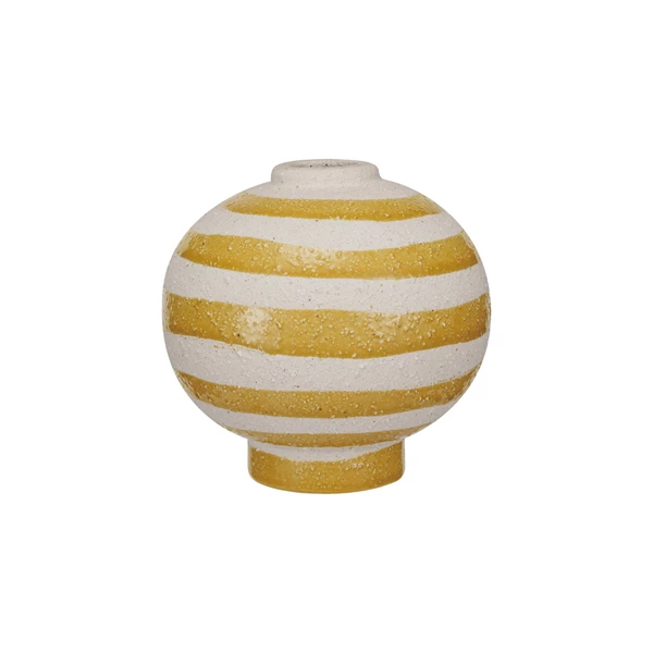 creative co op Coarse Stoneware Vase w/ Stripes (Each One Will Vary)