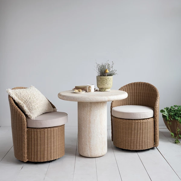 Creative Co Op Concrete Indoor/Outdoor Table Travertine Finish KD