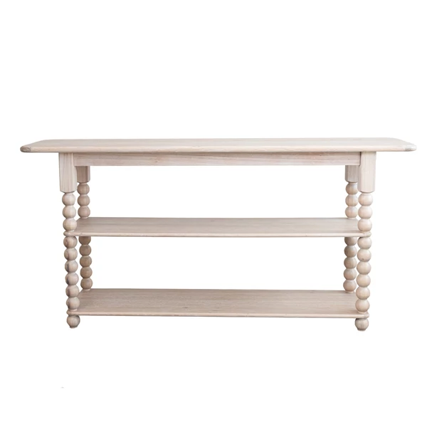 creative co op Console Table with 2 Shelves & Turned Legs Natural KD