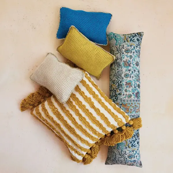 Creative Co Op Cotton Blend Crocheted Lumbar Pillow 3 Colors