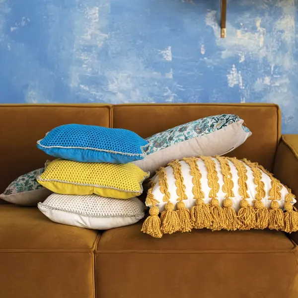 Creative Co Op Cotton Blend Crocheted Lumbar Pillow 3 Colors