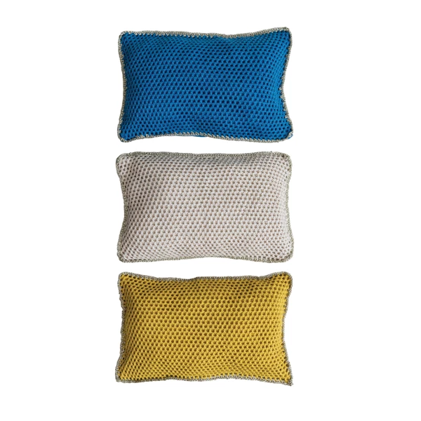 creative co op Cotton Blend Crocheted Lumbar Pillow 3 Colors
