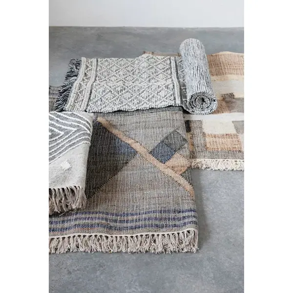 Creative Co Op Cotton Blend Dhurrie Floor Runner With Pattern And Fringe
