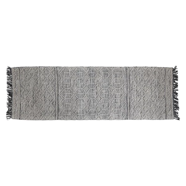 creative co op Cotton Blend Dhurrie Floor Runner with Pattern and Fringe