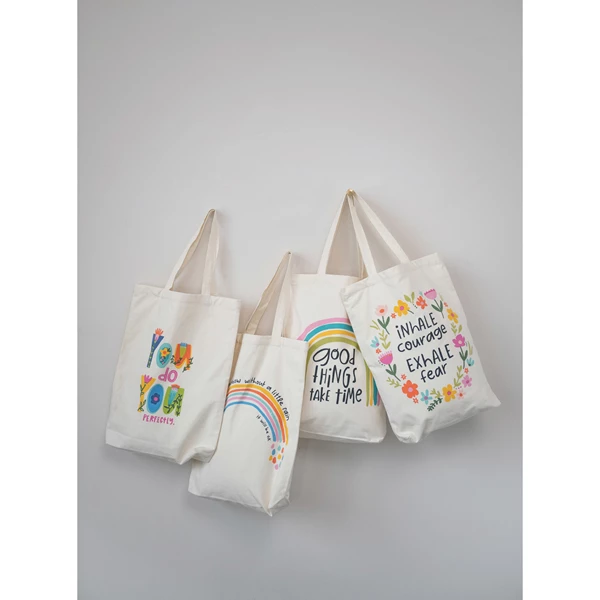 Creative Co Op Cotton Canvas Tote With Interior Pocket 4 Styles