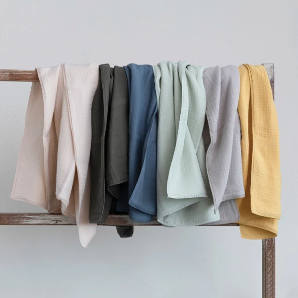 Creative Co Op Cotton Double Cloth Baby Blanket W/ Trim In Bag