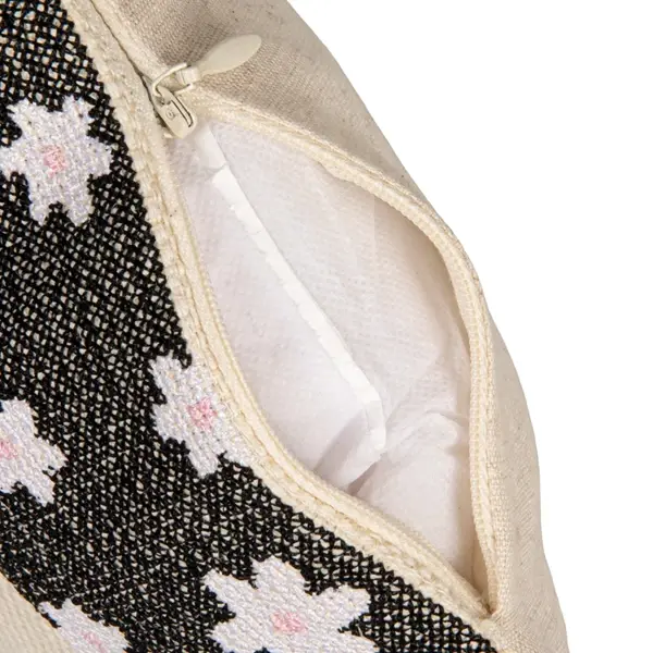 Creative Co Op Cotton & Jute Embroidered Lumbar Pillow With Flower Pattern