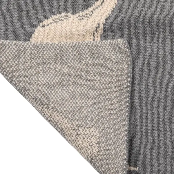 Creative Co Op Cotton Knit Baby Blanket With Dinosaurs Light Grey & Natural