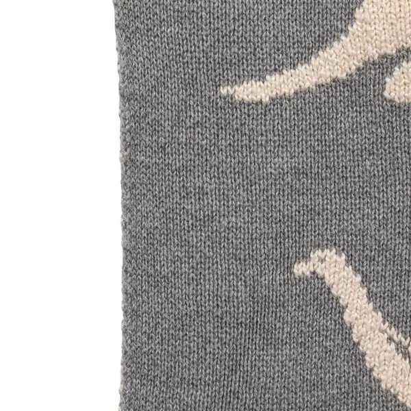 Creative Co Op Cotton Knit Baby Blanket With Dinosaurs Light Grey & Natural