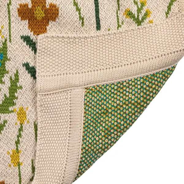 Creative Co Op Cotton Knit Baby Blanket With Florals