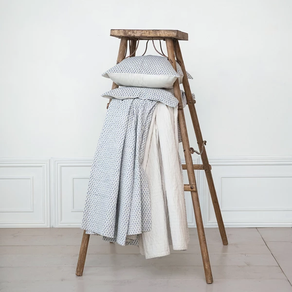 Creative Co Op Cotton & Linen Voile Block Printed Bed Cover W/ 2 Shams King Set Of 3