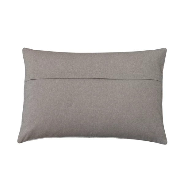 Creative Co Op Cotton Slub Embroidered Lumbar Pillow W/ Pattern & Chambray Back Polyester Fill