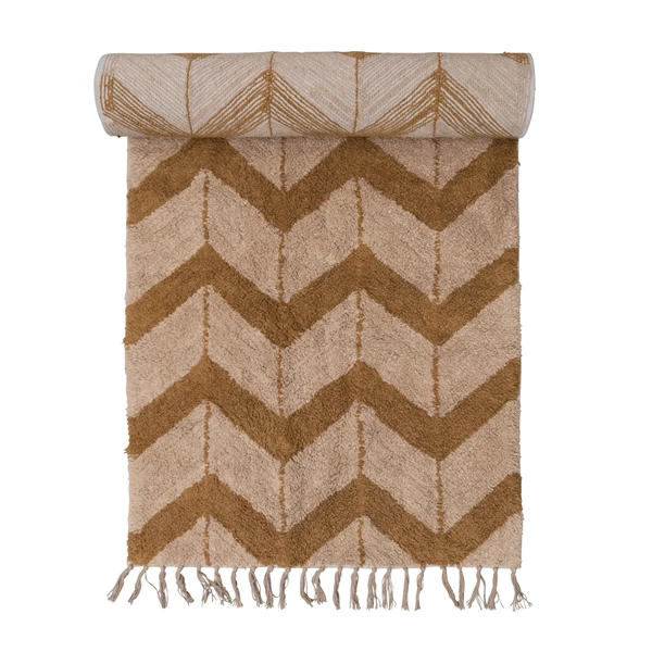 Creative Co Op Cotton Tufted Floor Runner W/ Chevron Pattern & Fringe