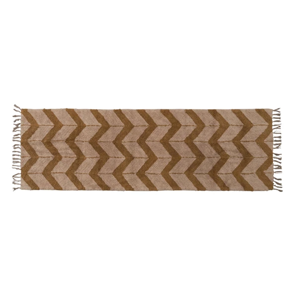 creative co op Cotton Tufted Floor Runner w/ Chevron Pattern & Fringe