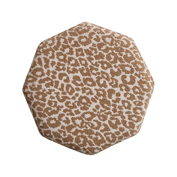 Creative Co Op Cotton Upholstered Hexagonal Stool/Ottoman With Pine Wood Base