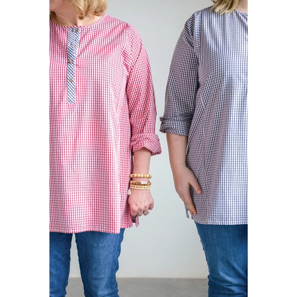 Creative Co Op Cotton Woven Gingham Nellie Shirt Large