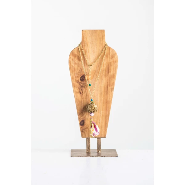 creative co op Cotton Woven & Metal Blanche Necklace with 2" Extender