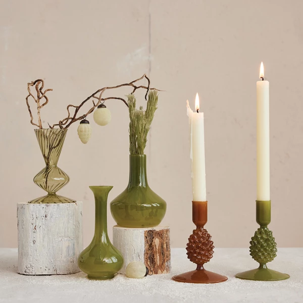 Creative Co Op 5"H - 6"H Glass Vase Green 2 Styles