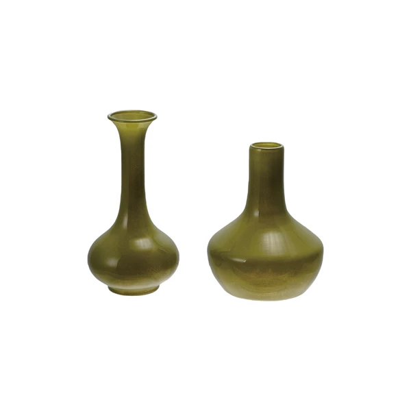 creative co op 5"H - 6"H Glass Vase Green 2 Styles