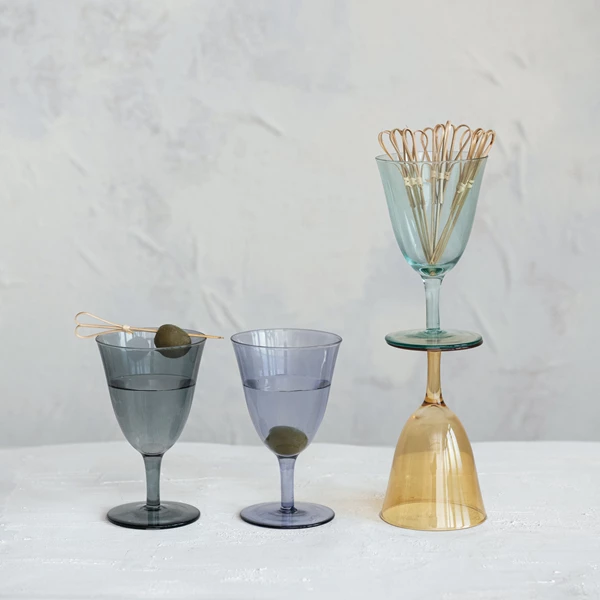 Creative Co Op 8 Oz. Stemmed Wine Glass 4 Colors