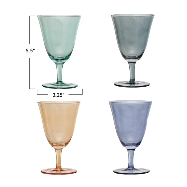 Creative Co Op 8 Oz. Stemmed Wine Glass 4 Colors