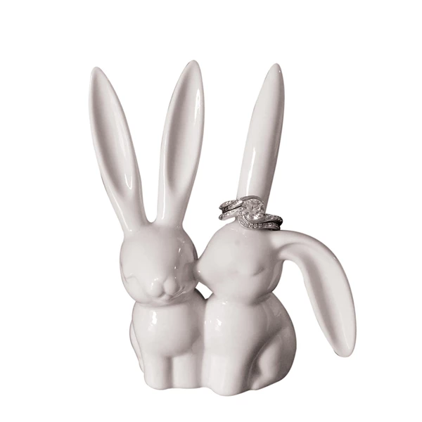 creative co op Ceramic Bunny Ring Holder