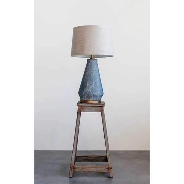 Creative Co Op Ceramic Table Lamp With Linen Shade