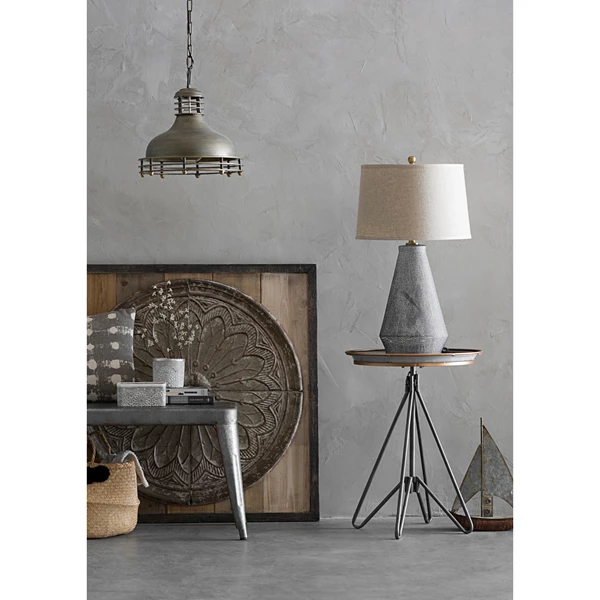 Creative Co Op Ceramic Table Lamp With Linen Shade