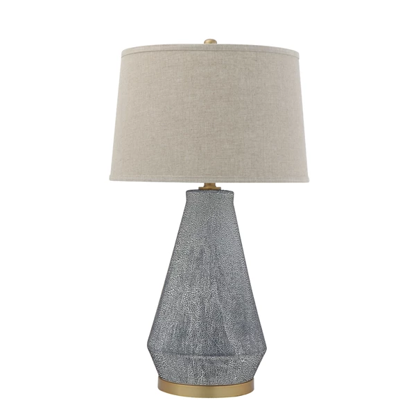 creative co op Ceramic Table Lamp with Linen Shade