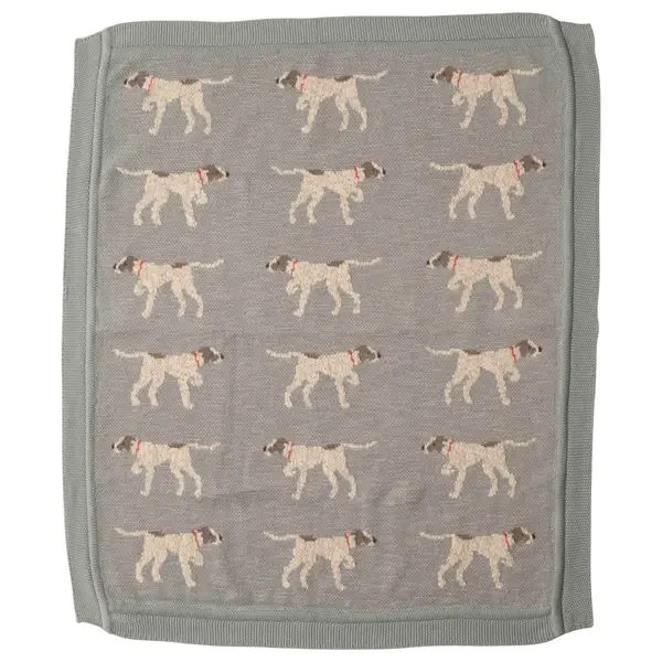 creative co op Cotton Knit Baby Blanket with Dog