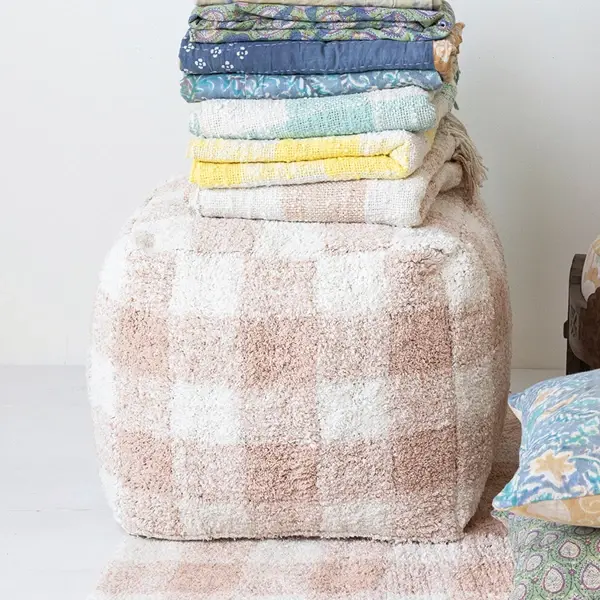 Creative Co Op Cotton Tufted Pouf