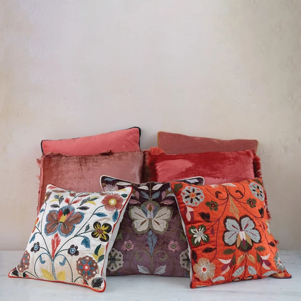 Creative Co Op Cotton Velvet Pillow Brown