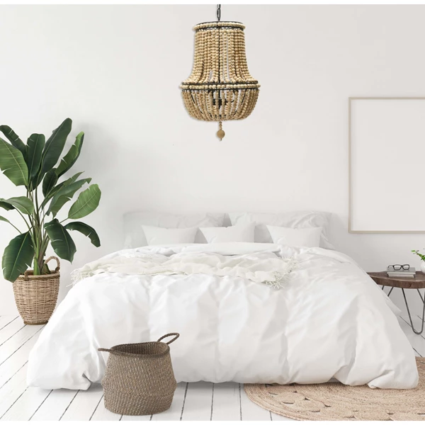 Creative Co Op Draped Wood Bead Chandelier