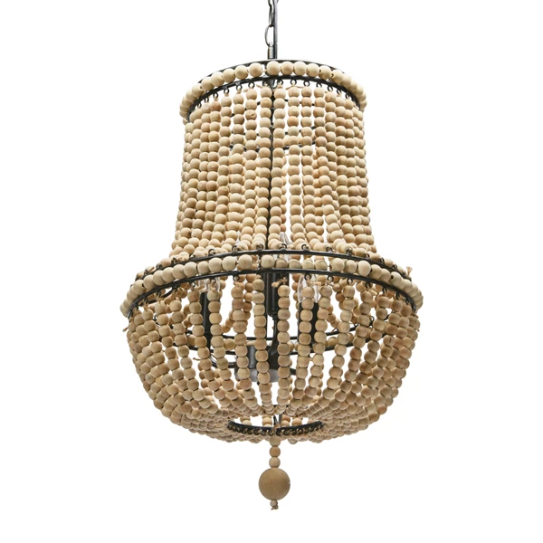 creative co op Draped Wood Bead Chandelier