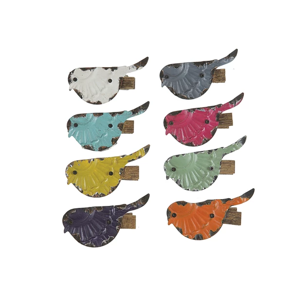 creative co op Embossed Metal Bird Clip 8 Colors