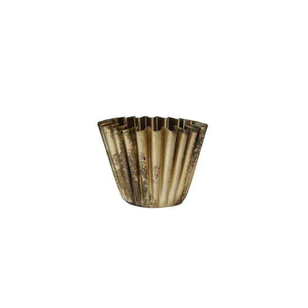 creative co op Fluted Metal Planter Brass Finish
