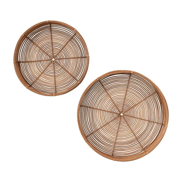 Creative Co Op Hand-Woven Rattan Trays Set Of 2