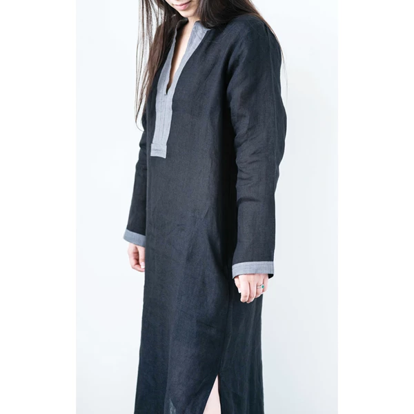 Creative Co Op Linen Palm Caftan Extra Small