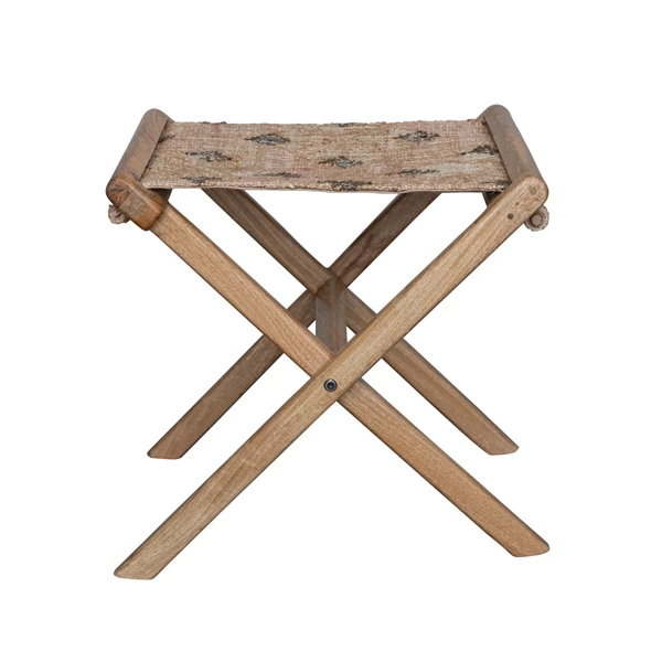 creative co op Mango Wood & Jute Kilim Folding Stool