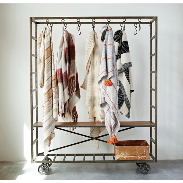 Creative Co Op Metal Cart And Bench With Hooks